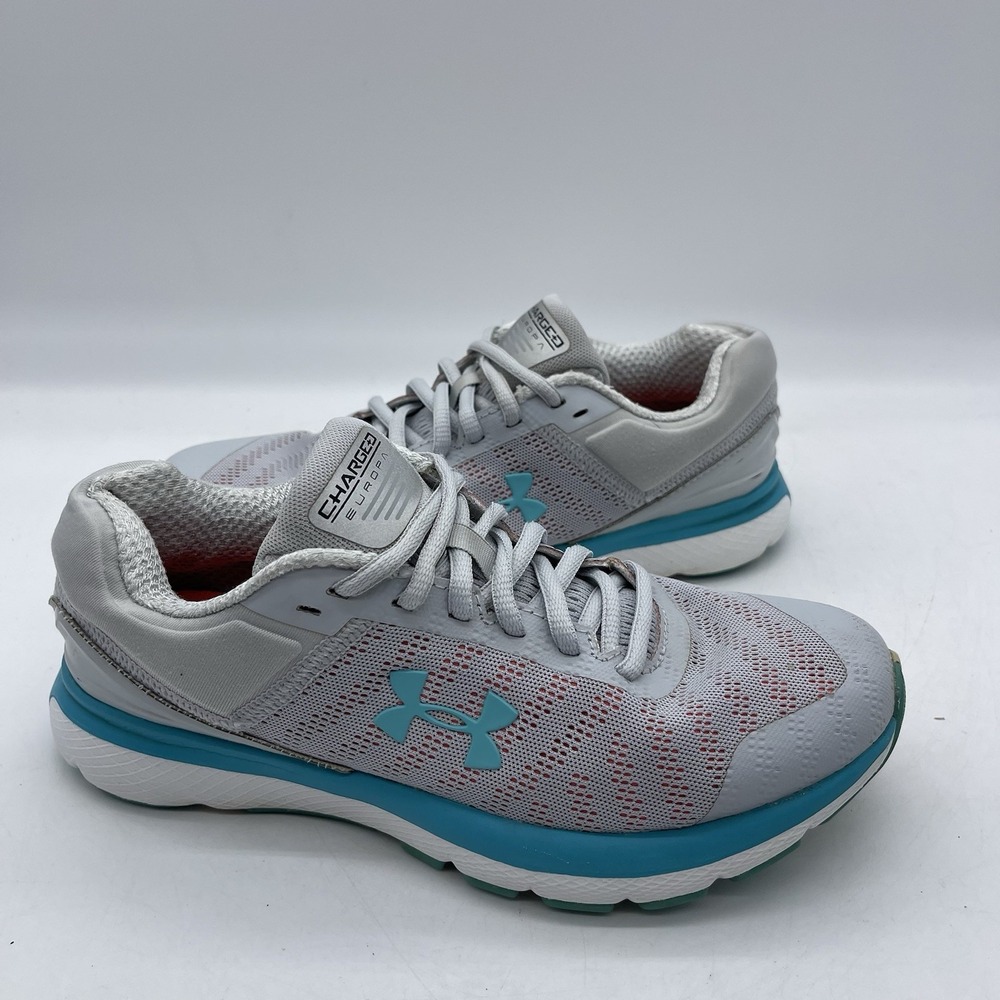 Under Armour 3021246-103 Women's Size 6.5 Charged Europa Running Shoes Gray Blue